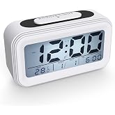 Coolzon Digital Alarm Clock, Alarm Clock Battery for Children and Adults, Silent Travel Alarm Clock with LED Display Calendar