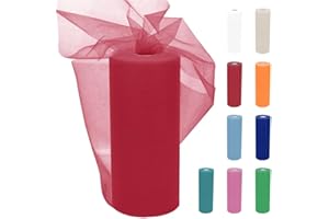 FOUVIN Rotolo di tulle, in tulle, 30 cm x 91,5 m, in tulle, in organza, per matrimoni, feste, tutù, rock, decorazione fai da te, cucito, organza a maglia fine (rosso)