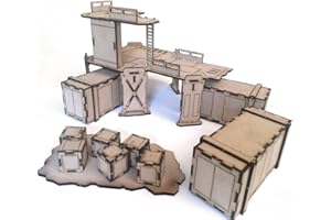 Pwork Wargames Industrial 04 - Set de décors industriels pour Miniatures à l'échelle 28mm / 35mm - Miniatures de Table Wargame 3D Scenery Terrain - MDF 3mm