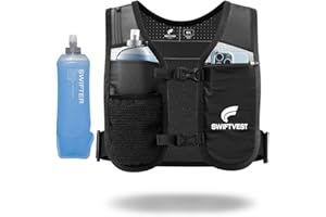 SWIFTVEST Running Vest for Women Men, INCLUDED - 500ml Soft Flask Water Bottle, Lightweight Reflective Phone Holder, Hydration Vest, Adjustable Unisex, Running Accessories