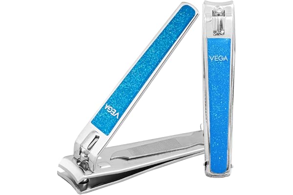 Vega Large Nail Clipper/Nail Cutter for Men & Women, Sharp Professional Nail Cutter for Fingers & Toes, Easy to Use, Travel-Friendly Pedicure & Manicure Tool Glitter, Colour May Vary, (LNC-02)