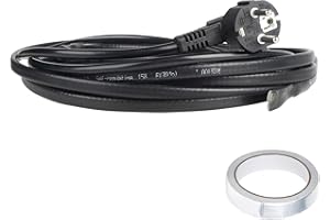 CPROSP 2m Cable Calefactor con Termostato 250V 24W/m, Cable Calefactor con Toma de Tierra, Evita la Congelación de Tuberías de Agua, Fregaderos y Plantas