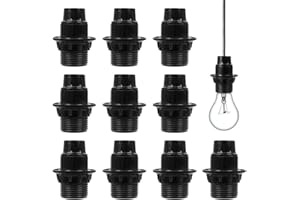 KULANNDER E14 Socket Lamp Bulb 10Pcs Lamp Socket Holder, Edison Lamp Holder, Bakelite Threaded E14 Pendant Socket LED Bulbs and Incandescent Bulbs and CFL Bulbs (Black)
