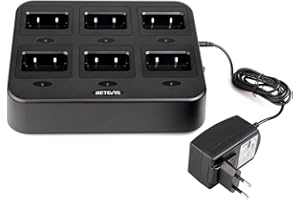 Retevis RT24/RT28/RT21 Carica a 6 vie Walkie Talkie Caricare Fino a 6 Batterie o Ricetrasmettitori für Sicherheitsdienst, Bestreifungen, Werk, Objektschutz (Nero)