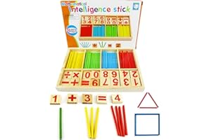 UMBRESEN NNY Inc Counting Sticks Montessori Math Material, Wooden Number Cards and Counting Rods, Ages Kids;Baby, Small