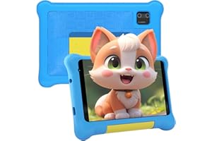 Laptok Tablette Enfants 7 Pouces, Android Tablette pour Enfant 5GB RAM 32GB ROM (TF 128GB), avec Applications éducatives et Contrôle Parental WiFi Bluetooth, Cadeau Fille Garçon, Étui Antichoc Bleu