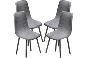 KELUINA Dining Chairs Covers Set of 2/4/6,Style Shell Dining Chair Mid Century Modern Chair Sipcover,Upholstered Dining Accent Side Chair Covers (Light Gray1,4 PCS)