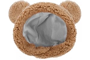DONGKER Chapeau d'ours Chaud pour Chat,Bonnet Réglable pour Animal de Compagnie avec Conception d'oreilles pour Chat Petit Chiot Chien