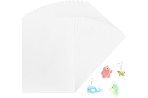 pangdapengpeng 20 Piezas Plástico Magico Horno A4, Hojas de Plástico Termocontraíble 0,3 mm, Shrink Plastic Mate Translúcido para Hacer Llaveros, Broches, Colgantes, DIY (A4)