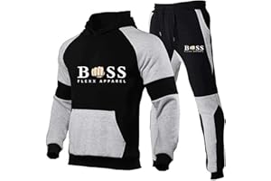 WAZHAKU Survêtement de sport pour homme, long, confortable et surdimensionné, 2 pièces, sweat à capuche et pantalon, avec motif de lettres créatives, pour l’automne et l’hiver