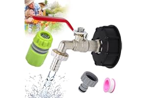 LANSKYLAN Robinet Cuve Laiton 1/2" Adaptateur Cuve 1000L S60X6 Vanne Cuve 1000L Adaptateur de Réservoir Ibc Robinet pour Cuve à Eau Robinet de Sortie Ibc Connecteur Cuve 1000L pour Tuyau d'Eau Jardin