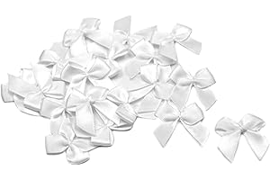 CREATIVERY Lot de 20 nœuds en satin 2,5 x 3 cm Couleur unie Nœuds décoratifs pour mariage baptême communion , Tissu, weiß 029 (35)