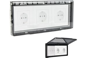 XIRUIUBAO Copertura per interruttori, prese esterne, impermeabile, protezione per presa elettrica con 3 scomparti, tipo 86, custodia per bagno, casa, esterno