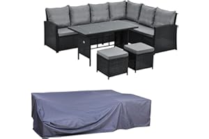 ‎SVITA SVITA Madison & Monroe Polyrattan Ecksofa Rattan-Lounge Esstisch Gartenmöbel-Set Sofa Garnitur Couch-Eck