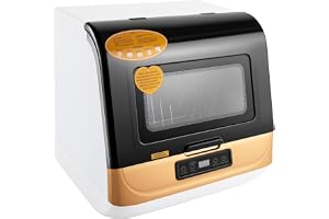 XIAYUHE Mini diskmaskin bordsdiskmaskin, 800 W pekkontroll diskmaskin med flera rengöringslägen, digital display, fällbart lock, 45 x 40 x 44,8 cm