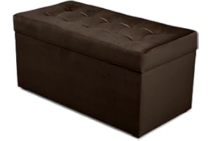 MG Design Polsterhocker 45 x 90 cm Braun mit großem Stauraum (ca. 100 L), bis 300 kg belastbar, weich mit dezentem Schimmer, pflegeleicht – Wohnbereich, Schlafraum & Flur