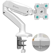 HILLPORT Monitorarm Für 2 Bildschirme – Gasdruckfeder, 17-30 Zoll, VESA 75/100, 360° Drehbar, In Weiß, Mit C-Klemme & Tüllenmontage