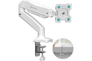 ONKRON Uchwyt monitora do stołu dla ekranów 13" - 32" do 8 kg, uchwyt monitora 1 monitor z gazowym ramieniem - maks. 100x100 VESA, biały uchwyt stołowy na monitor G80-W