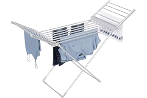 groundlevel Amazing Extra Large 18 Bar Heated Winged Clothes Airer/Drier Quick Drying Heater Towel Warmer Low Cost To Run Folds Away For Easy Storage