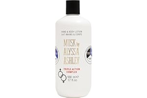 Alyssa Ashley - Crema Corpo e Mani al Muschio, Lozione Musk, Tripla Azione Idratante, Emolliente e Tonificante, Ideale per Secchezza della Pelle - 500 ml