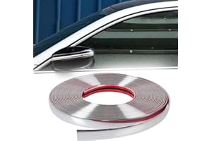 AORVYUI Chrome Bande de Garniture Voiture 8mm*5m Adhesive Chrome pour Carrosserie Fenêtre Décoration Extérieure,Autocollante Adhesive Décorative Pare-Chocs Porte Car Trim Strip Protection