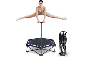 HXD-ERGO Trampoline de Fitness avec poignées réglables, Mini Trampoline de Saut Pliable pour Adultes, diamètre 106 cm