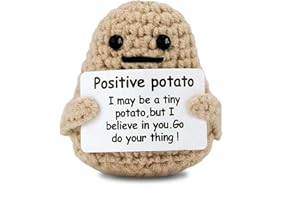 AJINACIOUS Mini Funny Potato, Mini unny Positive Potato Wood Potato Doll with Positive Card, Sweet Knitting Wool Potato Doll, Positive Gifts for Adult Kids Lovers Birthday Thanksgiving Christmas, Good Luck Babe