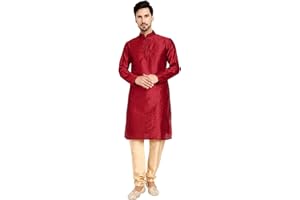 SKAVIJ Herren Tunika Indische Kurta Pajama Traditionelle Kleid Outfit Set