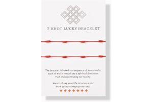 MANVEN Corda rossa fatta a mano Felicità per la famiglia Bracciale a 7 nodi regolabile Protezione Kabbalah Braccialetto di buon augurio per le donne Best Friend Teens Man