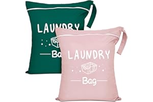 PASHOP Reise Wäschesack Klein mit Reißverschluss, Wasserdichte Reise Wäschebeutel für Schmutzwäsche, Badebekleidung, Waschbarer Camping Dry Wetbag Stoffwindeln, Geeignet für Fitness (Dunkelgrün+Pfirsichrosa)