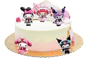 FAMILIO 5 pcs My Melody Figurine My Melody Kuromi Figure Anime Statue Cute Statue Anime Collection Figurine Poupée Cadeaux pour Les Fans d'Anime Q Version My Melody