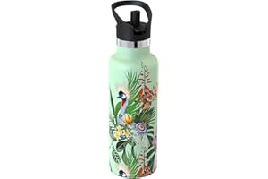 Super Sparrow Ultralight Butelka na Wodę Stal Nierdzewna 18/10-500ml - Butelka na Wodę z Pokrywką ze Słomy - Lzolowana Metalowa Butelka na Wodę - Bez BPA - Kolba na Siłownię, Podróże, Sport