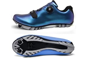 Hixingo Chaussures de Cyclisme pour Hommes, Femmes, Chaussures D'équitation sur Route et Montagne, Crampons Respirantes Semelle Dure Chaussures de Vélo