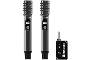 ECHOMUSSY Wireless Microphones, Microphone Wireless with One-to-One Chip Connection and Rechargeable Receiver, 40H Duration, 200FT, Less Latency, Metal construction Singing Microphone for Karaoke, TikTok, Party