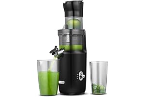 AMZCHEF Extracteur De Jus Pour Fruits Entiers 80MM - Centrifugeuse Sans BPA 200W - Avec Tarière Améliorée, Filtre Double Couche, Moteur Silencieux - Noir