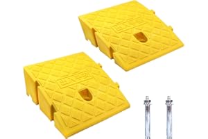 JAHOMFAI Rampas para Coches, Rampa Bordillo Coche, Bordillo Ligeras Portátiles para Calzadas, Aceras, Motos, Scooters, con 2 Pernos de Extensión