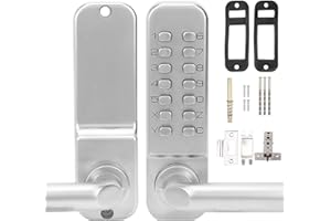 FILFEEL Mechanical Door Lock, Push Button Digital Code Keypad Keyless Entry Door Lock Zinc Alloy Home Security Door Handle Lock Waterproof (No Battery Required)