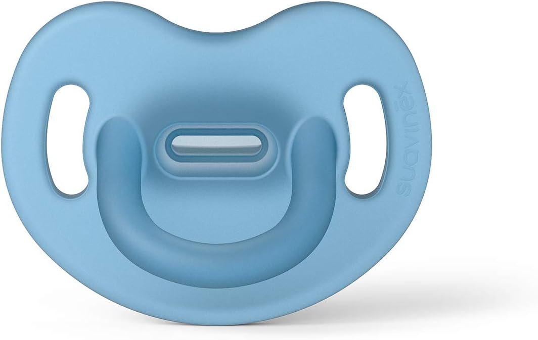 Suavinex Chupete para Dormir Todo Silicona, Para Bebés 0/6 meses, Chupete con Tetina Anatómica SX Pro, Super Blandito y Flexible, Color Azul (307246)