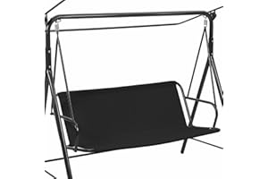 DAELESR Housse de Siège de Balancelle, Toile de Balancelle Jardin, Imperméable Couverture de Siège Balançoire, Housse Coupe-Vent, de Rechange pour Chaise Extérieur (115x48x48cm, Noir)