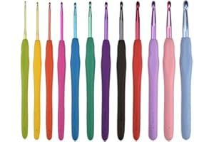 JOZEA 𝐇ä𝐤𝐞𝐥𝐧𝐚𝐝𝐞𝐥𝐧 𝟏𝟐 𝐆𝐫öß𝐞𝐧 𝐇ä𝐤𝐞𝐥𝐧𝐚𝐝𝐞𝐥𝐧 𝐒𝐞𝐭, Weiche Griffe Griff Aluminium Häkelnadeln Set Glatte Stricknadel 2,0mm-8,0mm, bunt