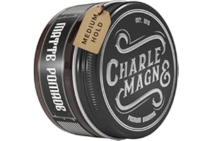 ‎CHARLEMAGNE Charlemagne Matte Haarpomade für Männer – 100 ml, Mittlerem Halt Lederduft – Wasserbasierte matte Pomade Styling-Haarcreme für Männer – Von Barbieren entwickelt, Made in Germany (1er Pack)