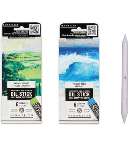Sennelier Oil Sticks 12 Mini Pcs Paysage Et Estompe - Bâtonnets D'Huile Professionnels Pour Peintres