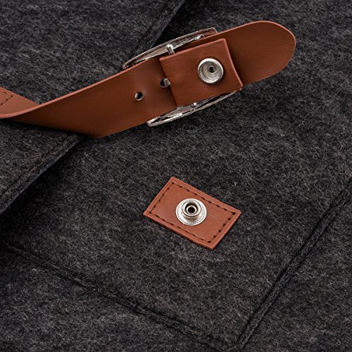 kwmobile Laptop Filz Schutzhülle für 15″ 15,6″ Laptop / Ultrabook – Notebook Tasche Schutzhülle Laptop Case Hülle mit Kunstleder in Dunkelgrau – z.B. geeignet für Apple, Samsung, Lenovo, Asus - 4
