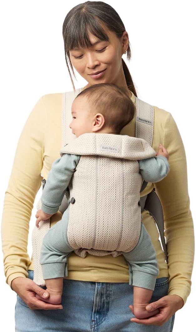 BabyBjörn Mochila Porta Bebé Mini, Malla 3D, Crema