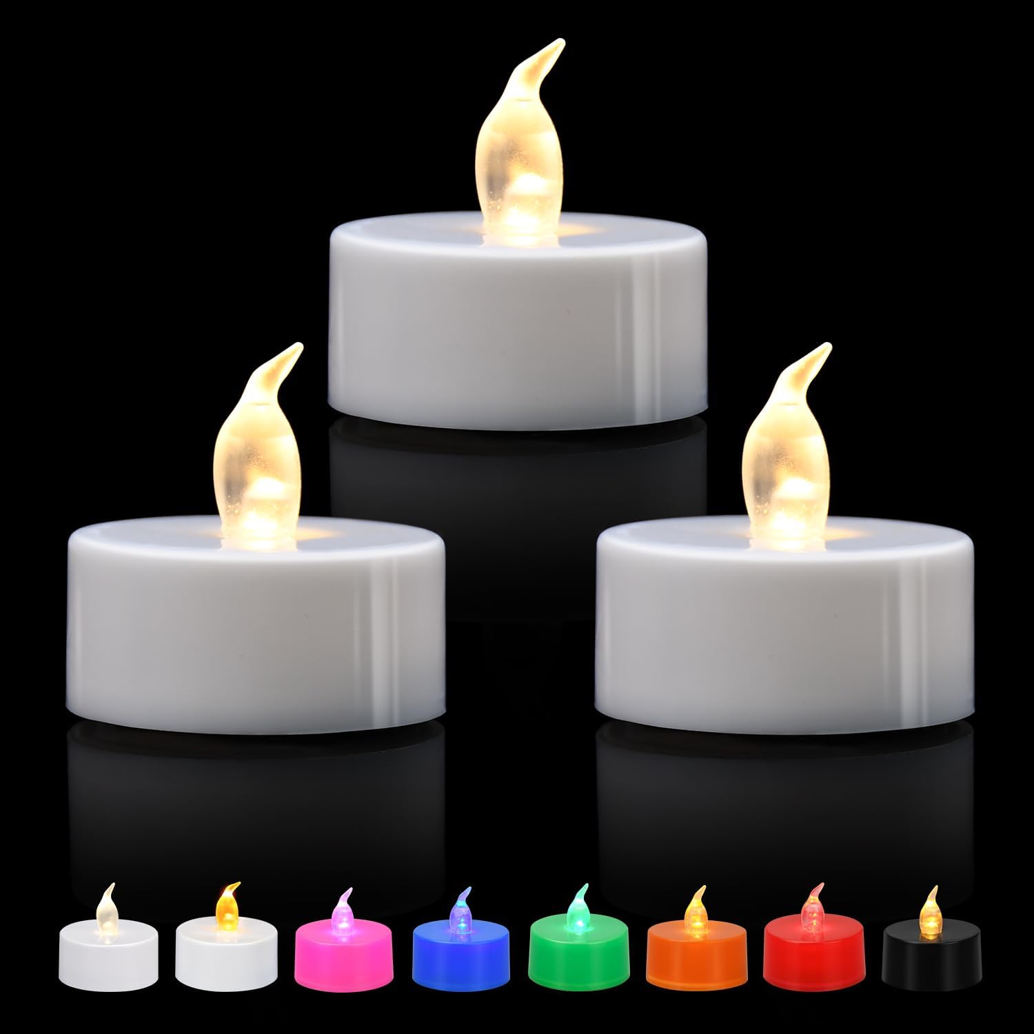 ERTYUI 12/24/50/100/200 Pack LED Tea Lights, Warm White Light, for Decoration