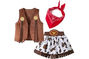 Générique Deguisement Costume De Cowboy Avec Bandana, Deguisement Bebe Enfant Garcon, Gilet Et Chapeau Pour Bebe Enfant Garçons, Brun, Costume Rampant Ensemble Polaire Garçons