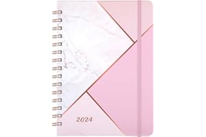 ARTFAN Diary 2024 - Diary 2024 A5 Week to View, 2024 Diary from January 2024 to December 2024, Hardcover with Inner Pocket, Twin-Wire Binding, 21.5 x 15.5 cm, Pink