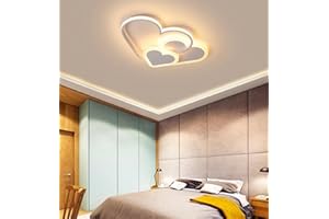 GUANSHAN Plafoniera 3D LED Creativo Cuori stereoscopici Lampada da soffitto Illuminazione per ragazzi Ragazze Camera da letto Asilo, Luce calda, 30W, Bianco