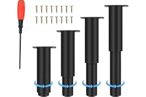 NCRGB 4 pezzi Gambe per Mobili in Metallo,25-43cm Gambe per Mobili Nera Regolabili,Altezza Regolabile 0-180 mm,Caricabili Fino a 800 KG,per Mobile TV Divano Sedia Mobile Bagno(con Cacciavite)