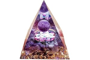 DIVANI Moonstone Crystal Pyramid - Amethyst Ball Lotus - Crystal Tower - Nature Reiki Healing Chakra Crushed Stone Jewelry - 5cm